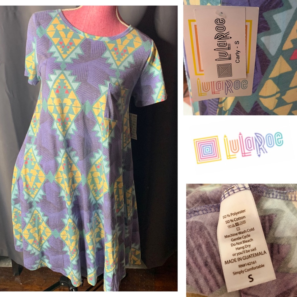 💙LULAROE BLUE CARLY SWING DRESS SZ S💙